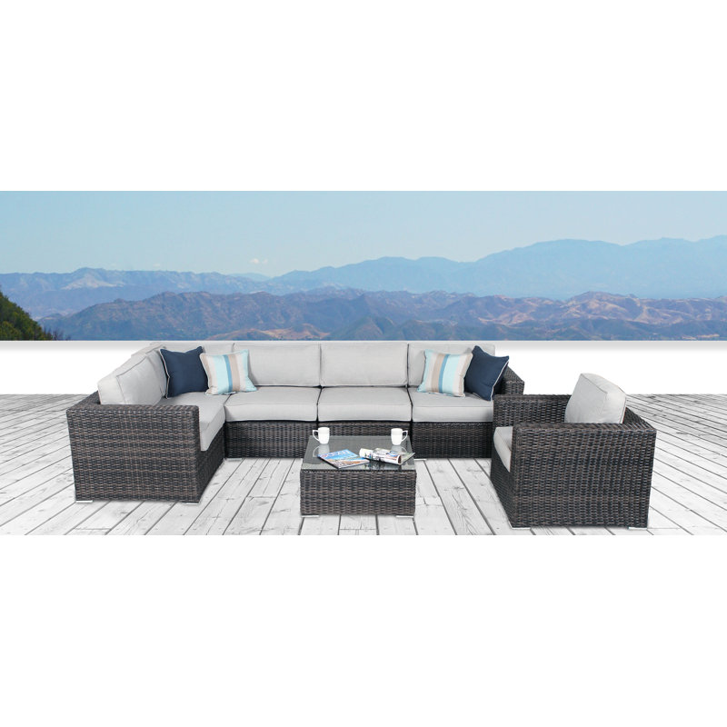 Vardin 7 Piece Rattan Sectional Set with Cushions & Reviews Joss & Main
